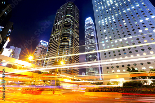 Photography Traffic in Hong Kong at night