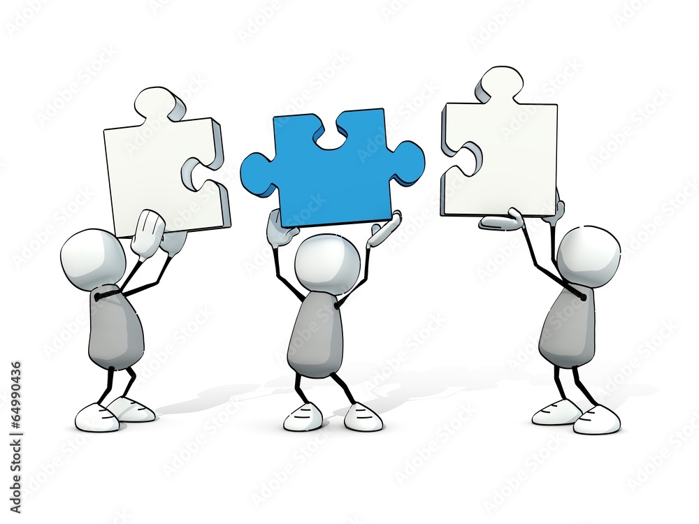 little sketchy men with white and blue pieces of puzzle little sketchy men with white and blue pieces of puzzle