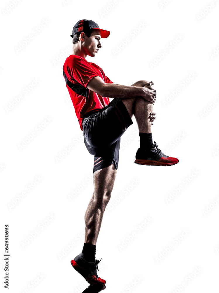 runner jogger stretching warming up silhouette runner jogger stretching warming up silhouette