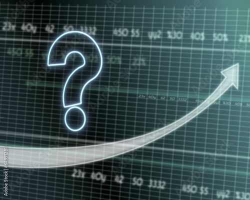 question icon on stock market graph photo