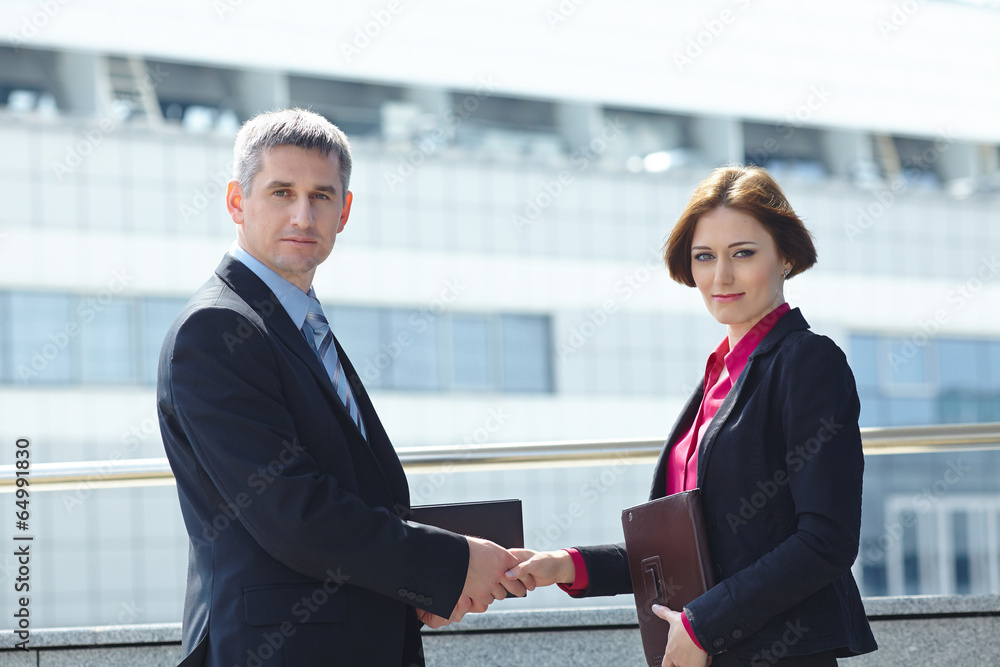 business men and woman outdoor business men and woman outdoor