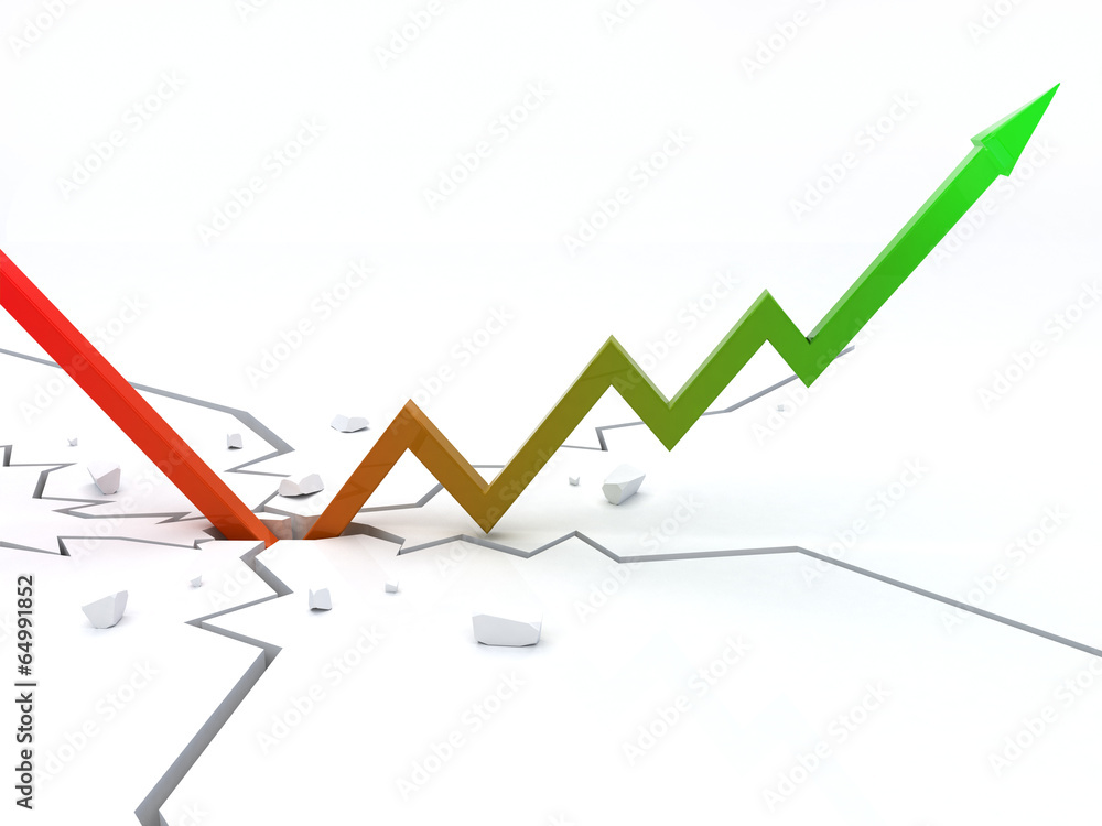 Obraz premium Grafico che rompe il pavimento e poi risale