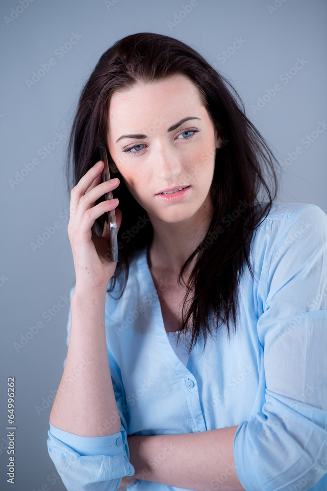 Isolated studio portrait of cheerful young woman Isolated studio portrait of cheerful young woman