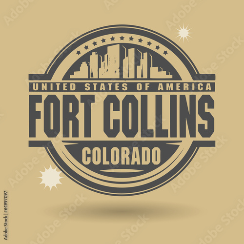 Stamp or label with text Fort Collins, Colorado inside