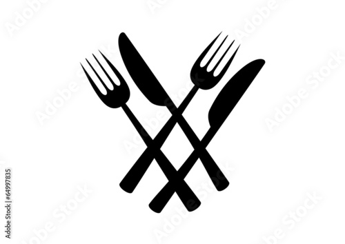 Black and white cutlery icon