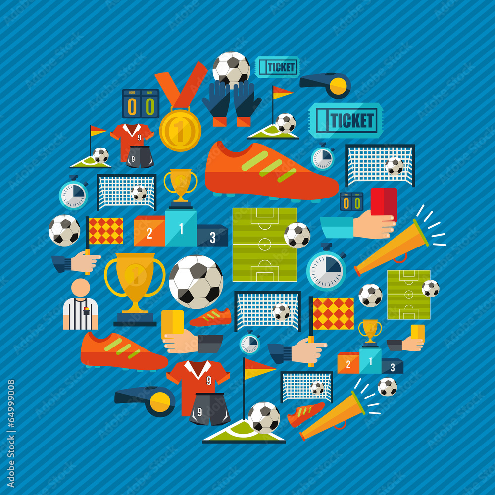 Soccer icons set shape circle Soccer icons set shape circle