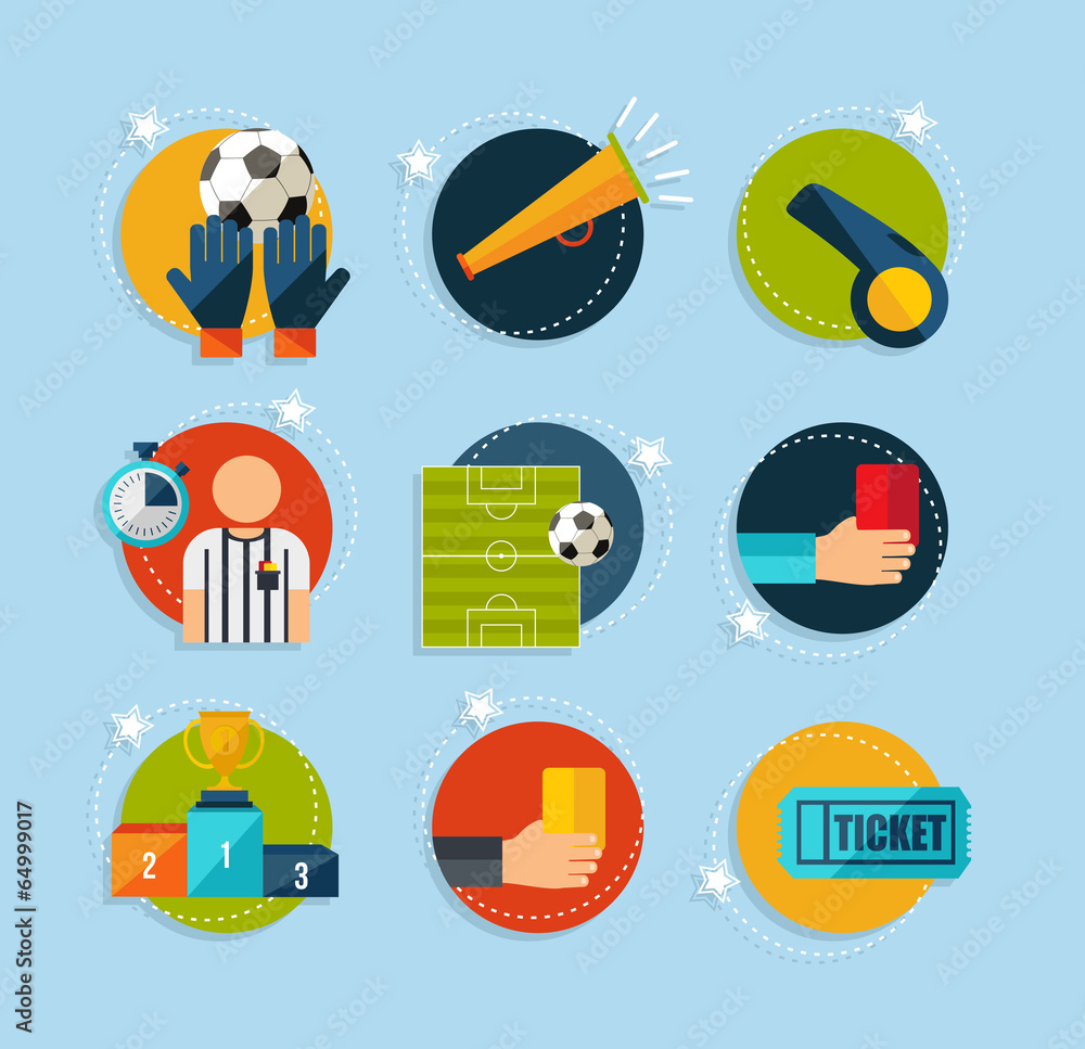 Soccer flat icons set Soccer flat icons set