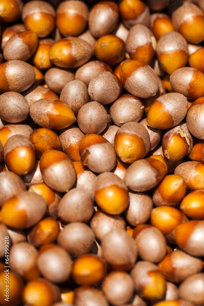 Loose hazelnuts on the market