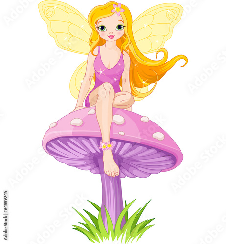 Cute Fairy on the Mushroom