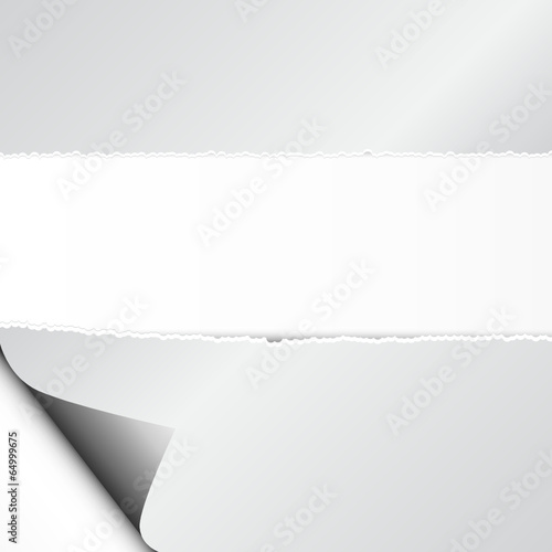 Przerwana kartka papieru zagięty róg