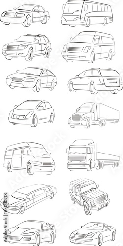 set of the draft vector cars of the different types