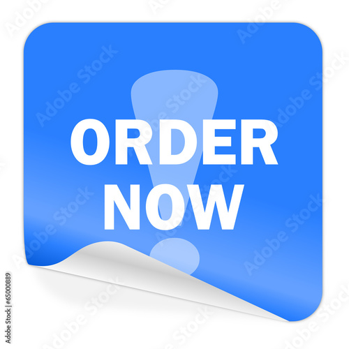 order now blue sticker icon