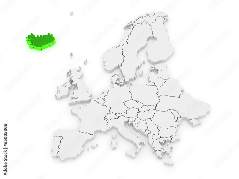 Fototapeta premium Map of Europe and Iceland.