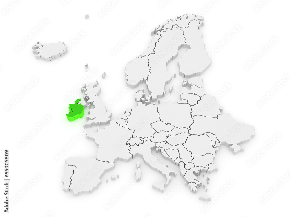 Map of Europe and Ireland.