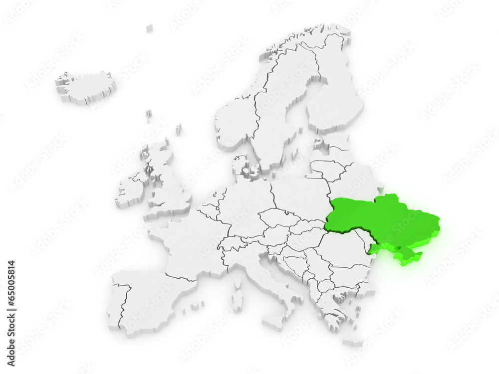 Map of Europe and Ukraine.