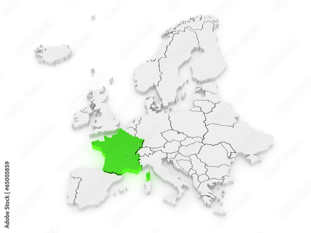 Fototapeta Map of Europe and France.