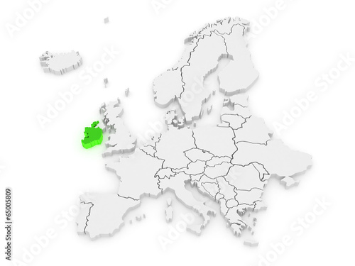 Map of Europe and Ireland.