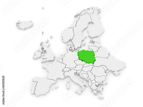 Map of Europe and Poland.