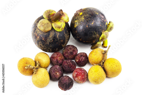 Mix asian fruits - langsat,mangosteens,lychee photo