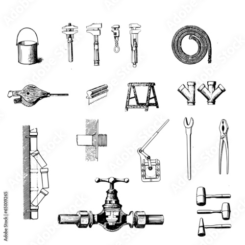 outils de plomberie vintage en vecteur