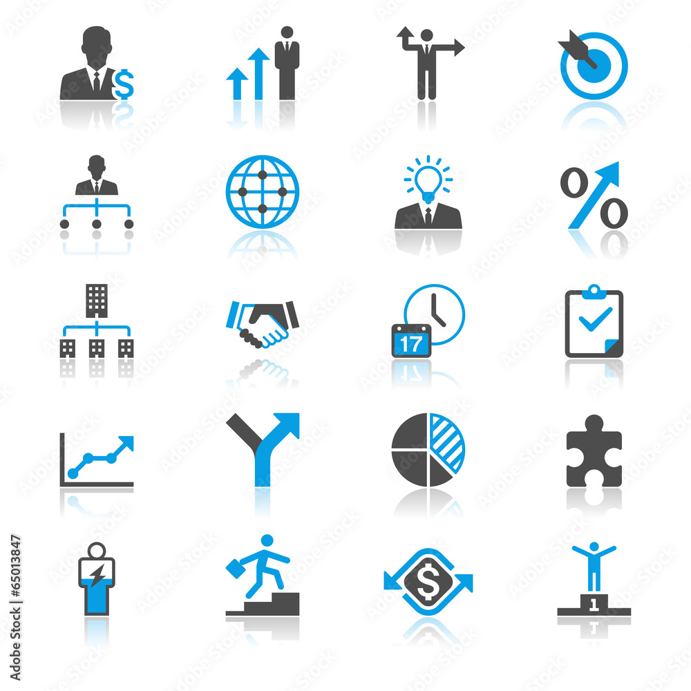 Business flat with reflection icons Business flat with reflection icons
