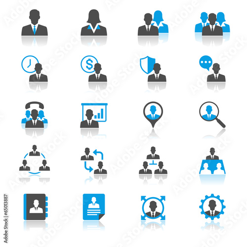 Business flat with reflection icons