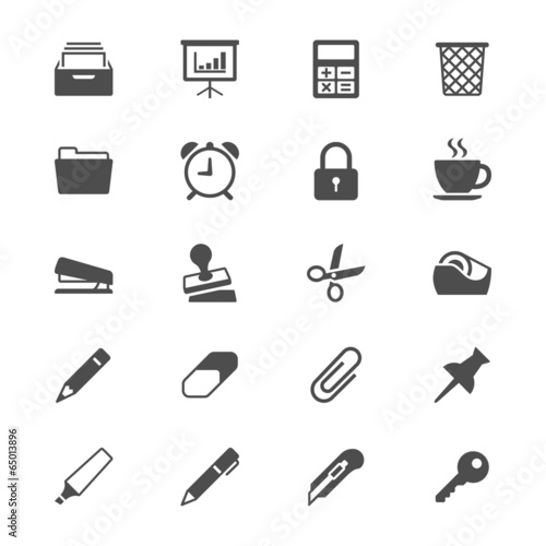 Office supplies flat icons