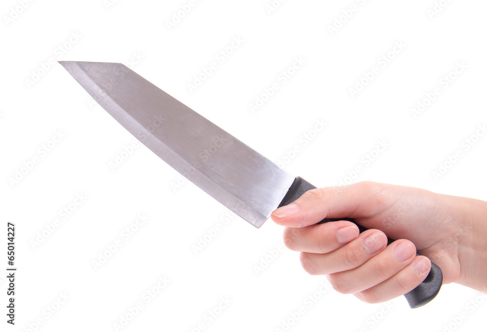 Knife in a hand. Isolated on a white background. Knife in a hand. Isolated on a white background.