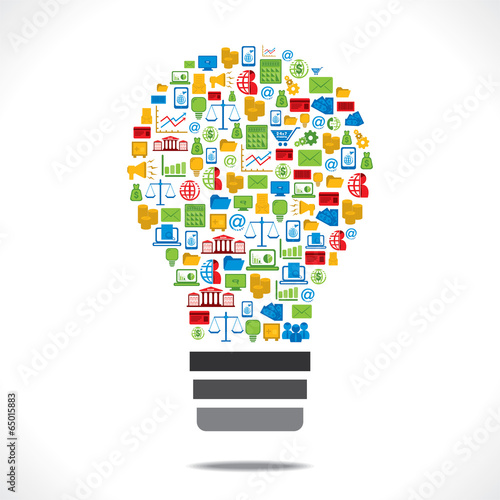 creative bulb design with business icon design concept vector