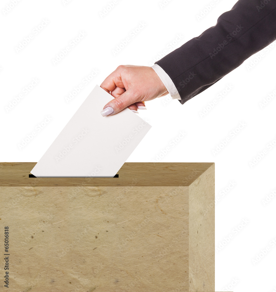 Hand with ballot isolated Hand with ballot isolated