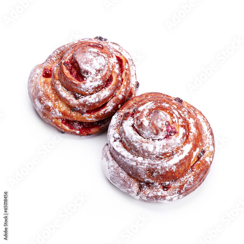 Tasty buns isolated on white background