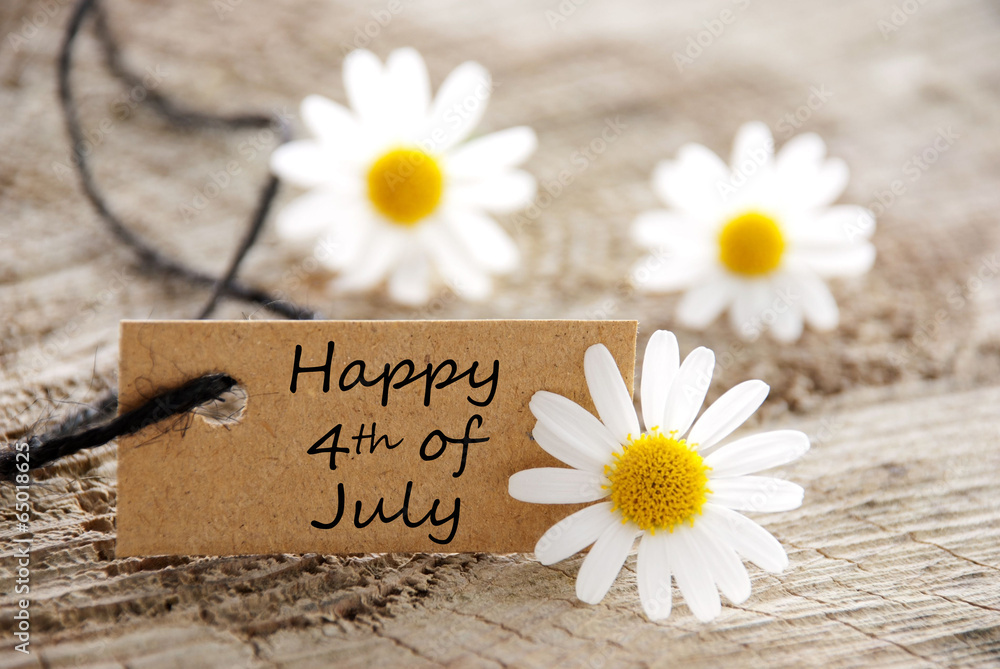 Obraz premium Natural Label with Happy 4th of July