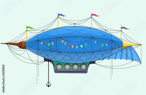 Vector cartoon steam punk dirigible