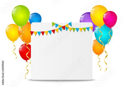 Paper card with color balloons