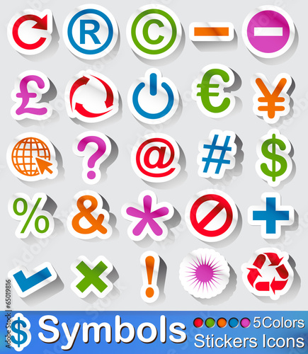 Symbols buttons and icons