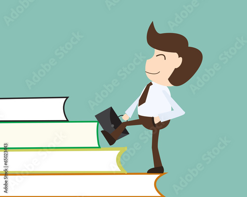 People development concept - Businessman acquires knowledge over