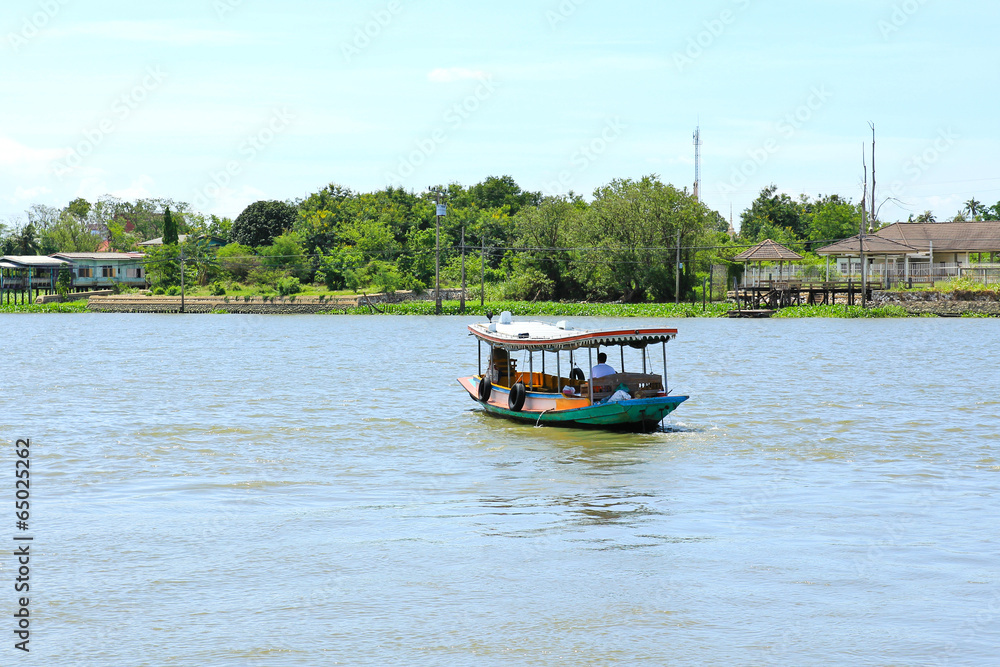 Boat on Chao Phraya river ,Nonthaburi ,Thailand.