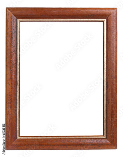 Dark wooden picture frame isolated on white with clipping path