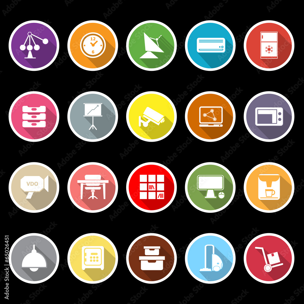 General office icons with long shadow General office icons with long shadow
