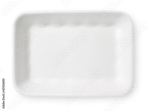 Styrofoam food tray isolated on white with clipping path