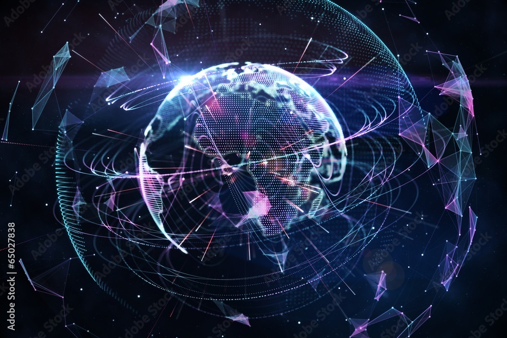 Fototapeta premium Global technology background in purple