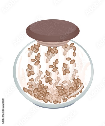 Jar of Fermented Natto on White Background