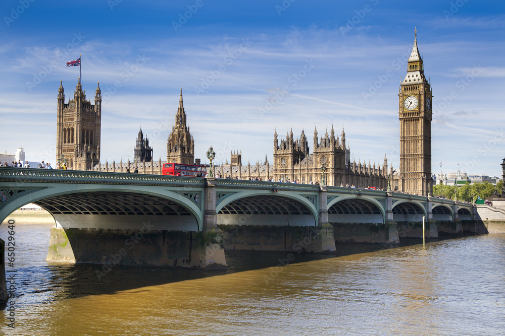 Big Ben and Houses of parliament on the river Thames