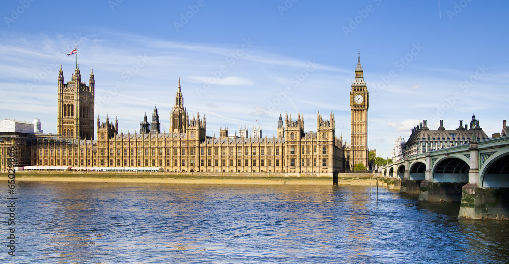 Big Ben and Houses of parliament on the river Thames