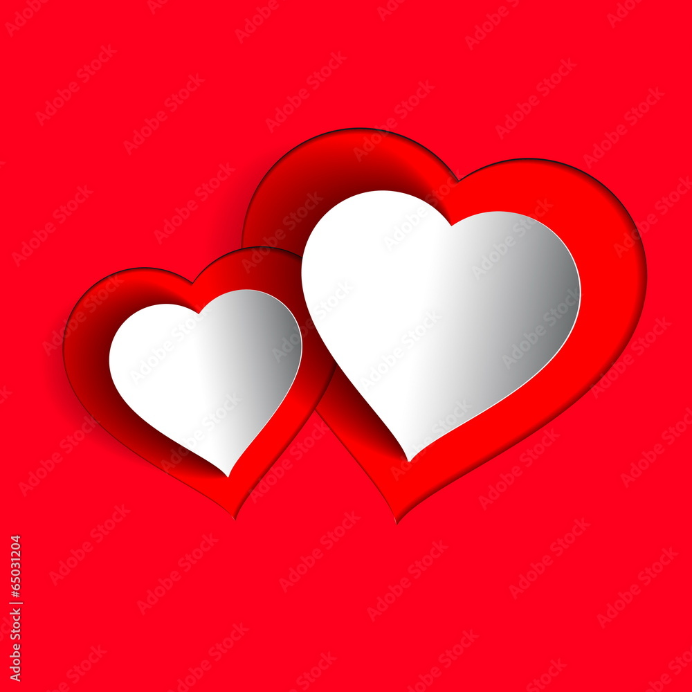Two love hearts, vector card design concept for lovers Two love hearts, vector card design concept for lovers