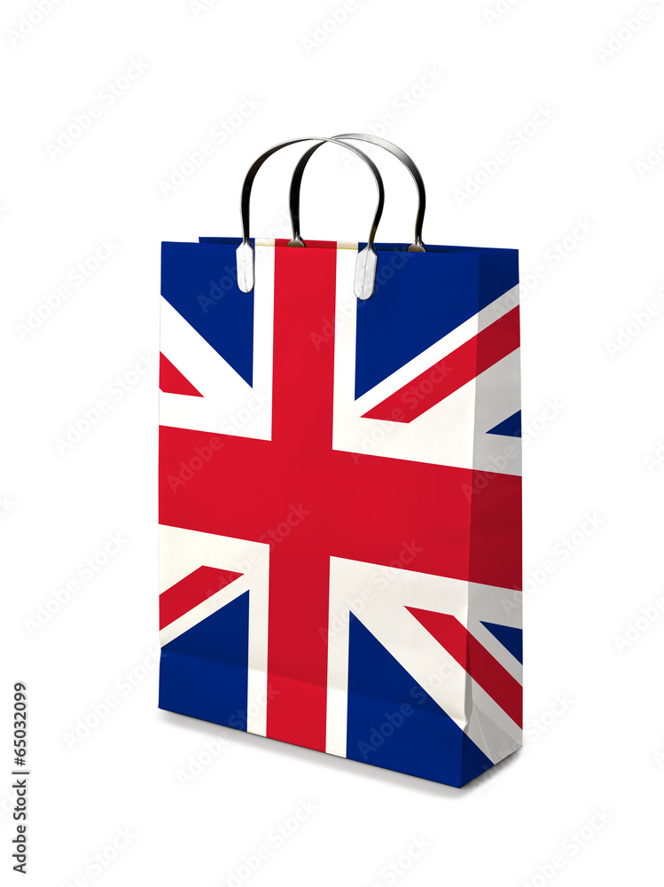 Fototapeta premium Shopping bag with UK flag. Retail business