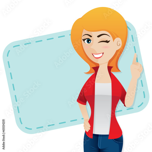cartoon confident girl wink
