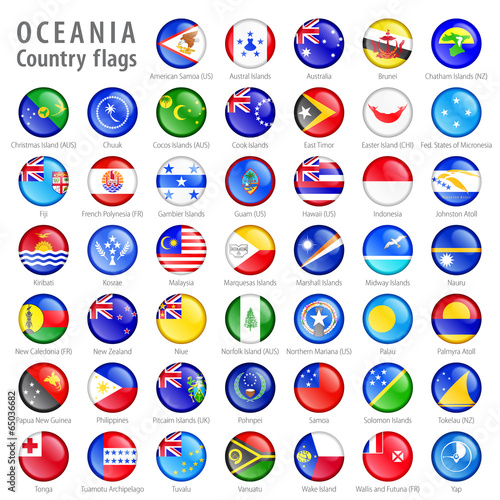 Oceania National Flag Buttons Set