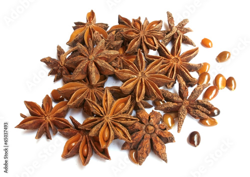 Star anise isolated on white