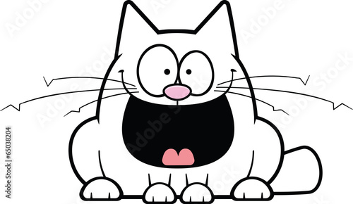 Happy White Cartoon Cat